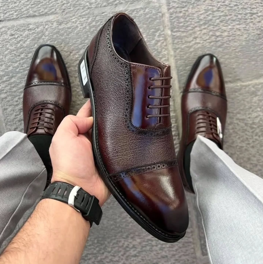Triple Connector Handmade Leather Oxford Shoes