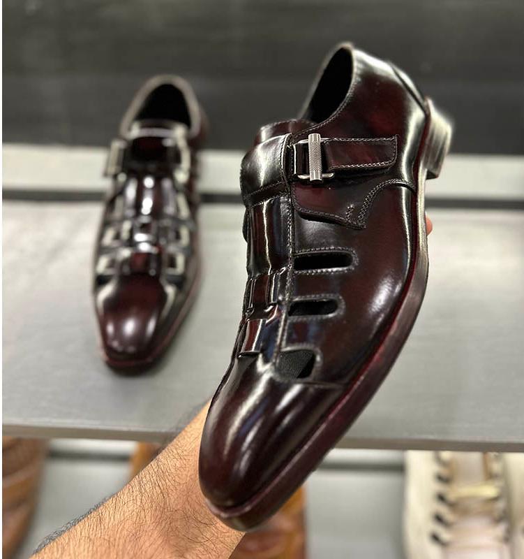 Burgundy Brushed Gladiator Sandals