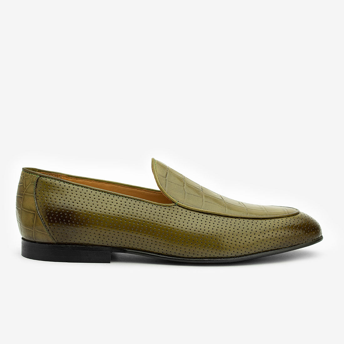 (⏰Last Day Promotion $16 OFF)Perforated Loafers With Croco Detail
