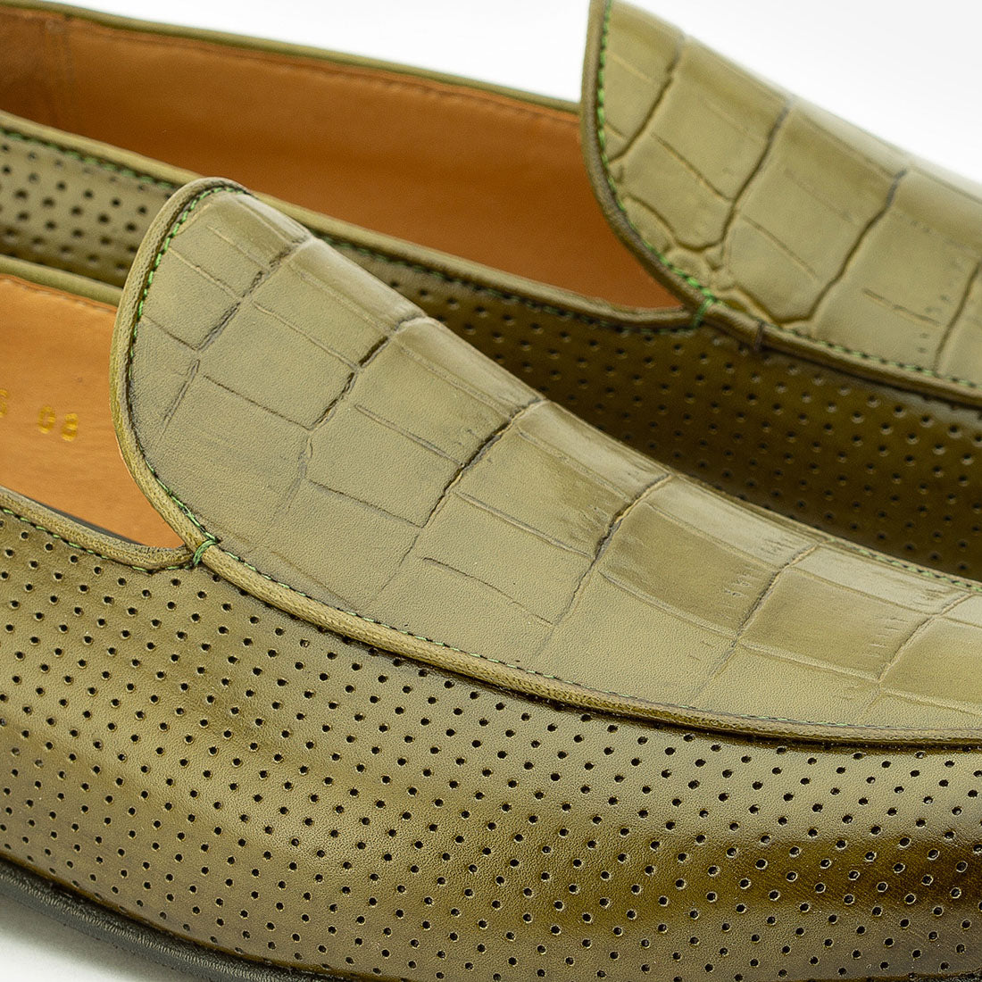(⏰Last Day Promotion $16 OFF)Perforated Loafers With Croco Detail