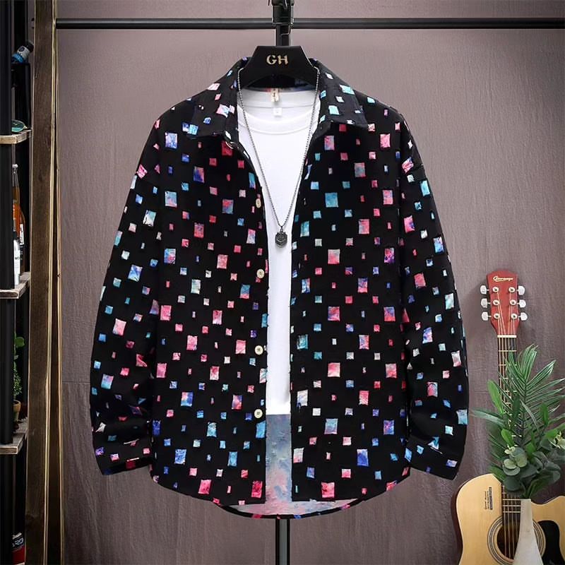 Men's Vintage Plaid Lapel Ripped Shirt