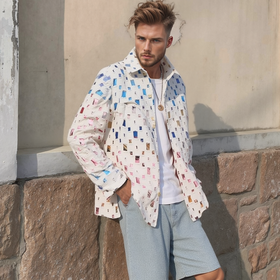 Men's Vintage Plaid Lapel Ripped Shirt