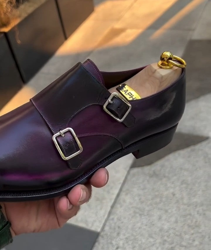 Handmade Double Buckle Monk Shoes