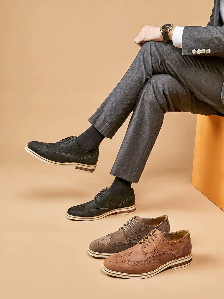 Vintage Suede Hand Carved Oxfords