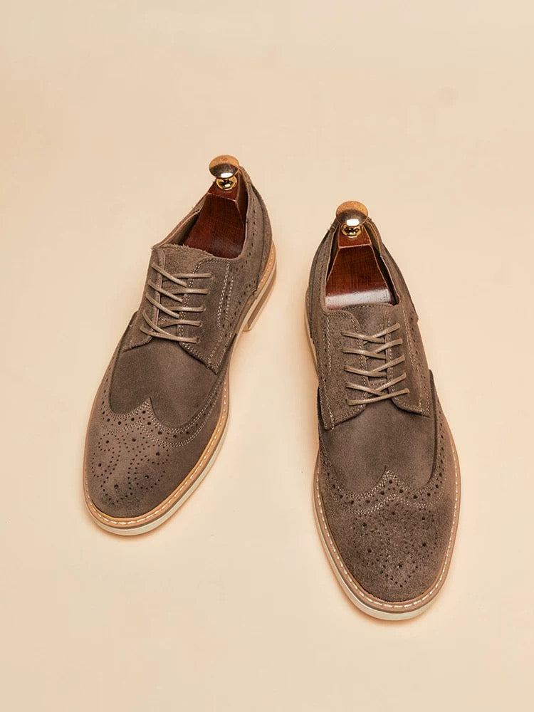 Vintage Suede Hand Carved Oxfords