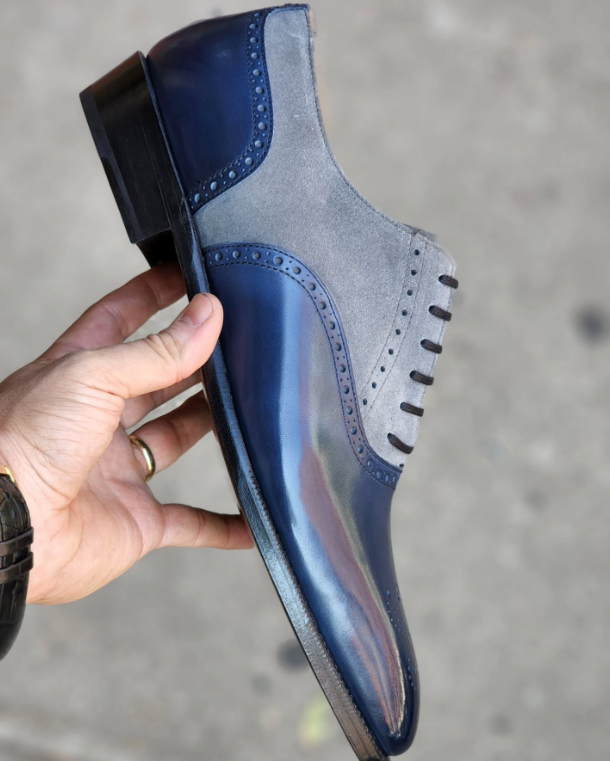 Blue Suede Patchwork Baroque
