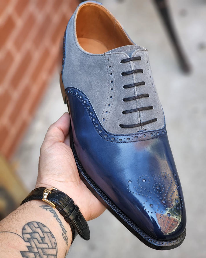 Blue Suede Patchwork Baroque