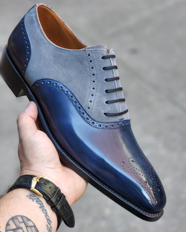 Blue Suede Patchwork Baroque