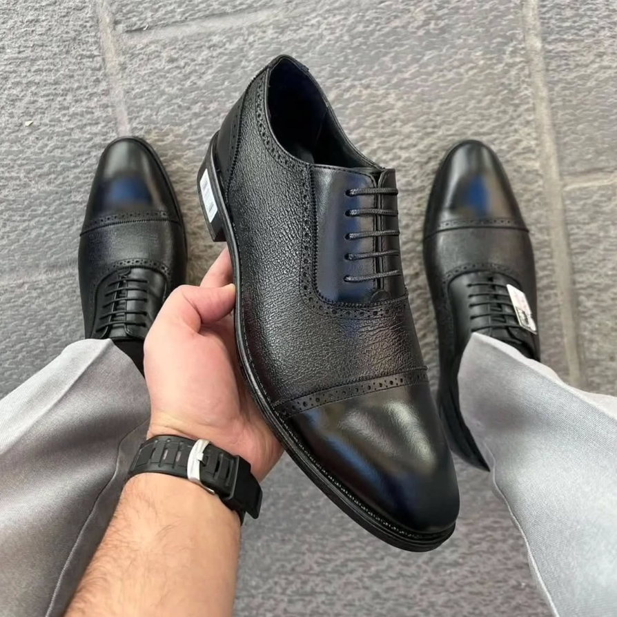 Triple Connector Handmade Leather Oxford Shoes
