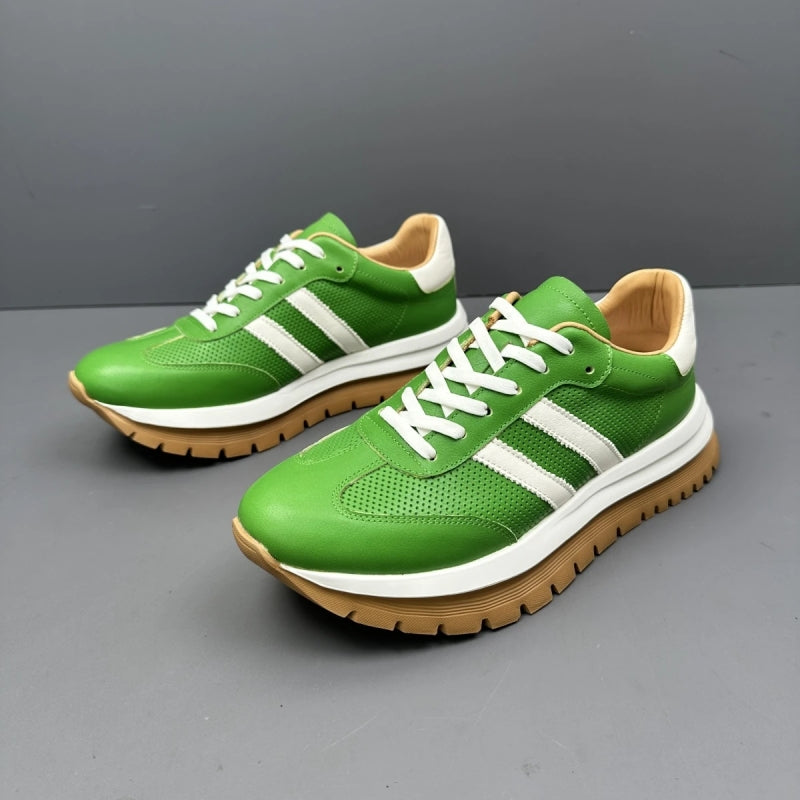 Handmade Retro Leather Thick Sole Hollow Breathable Casual Sneakers