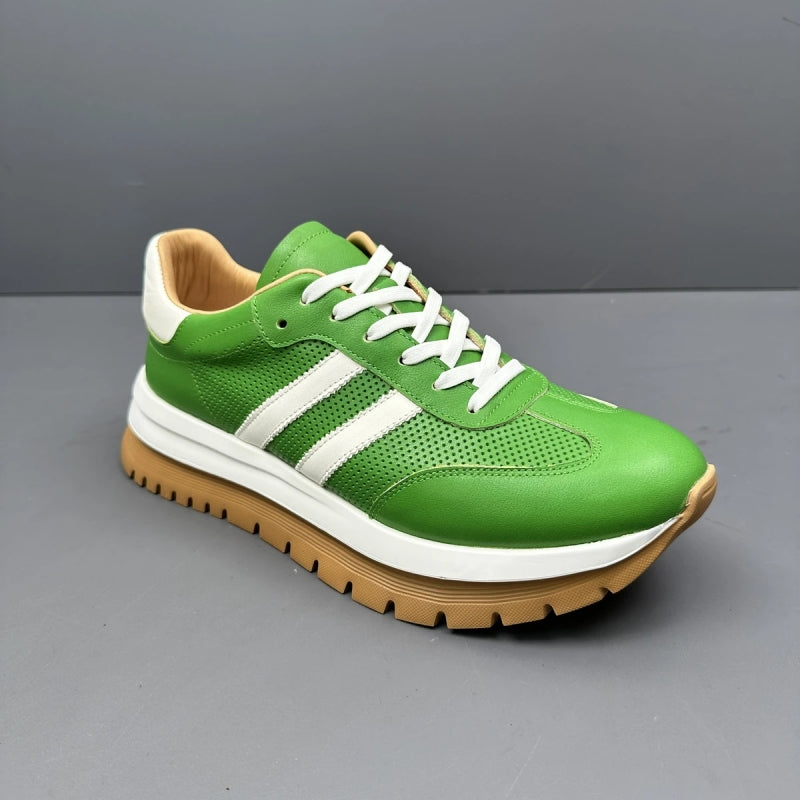 Handmade Retro Leather Thick Sole Hollow Breathable Casual Sneakers