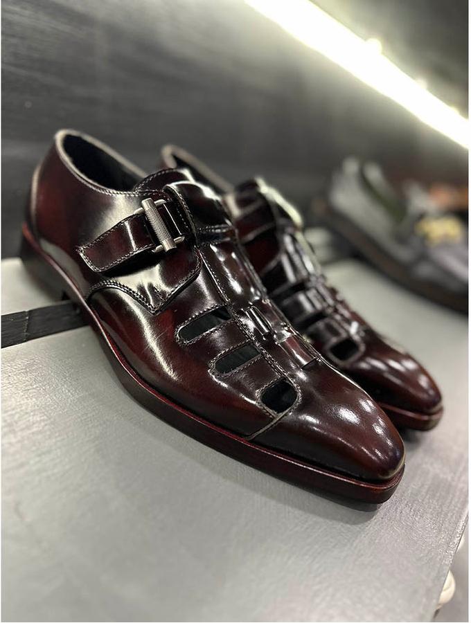 Burgundy Brushed Gladiator Sandals