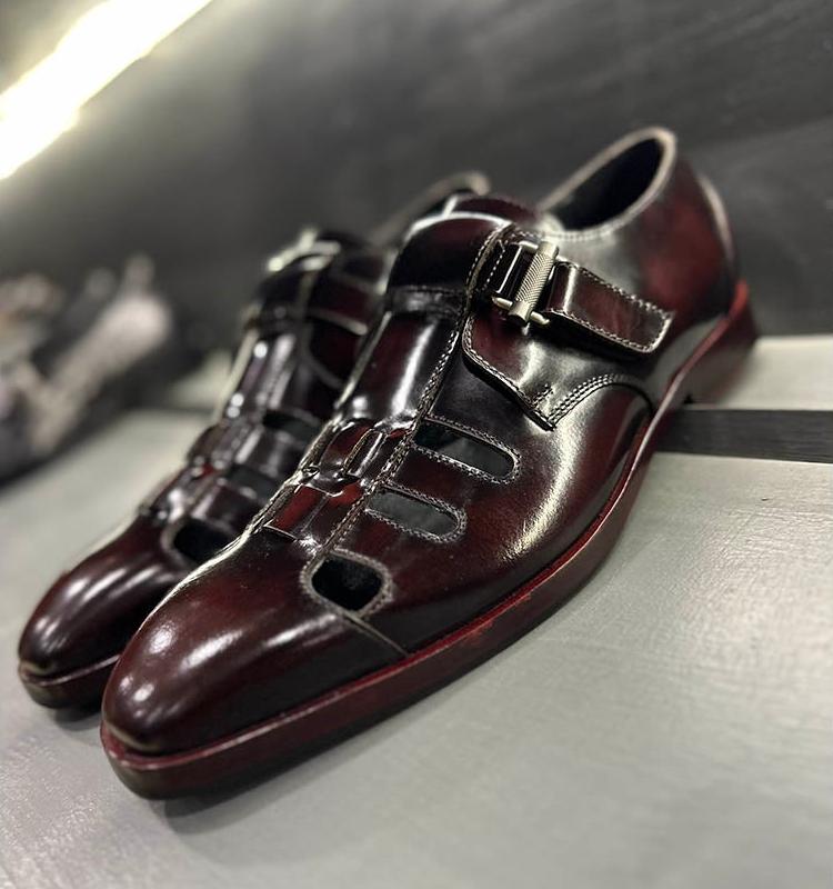 Burgundy Brushed Gladiator Sandals