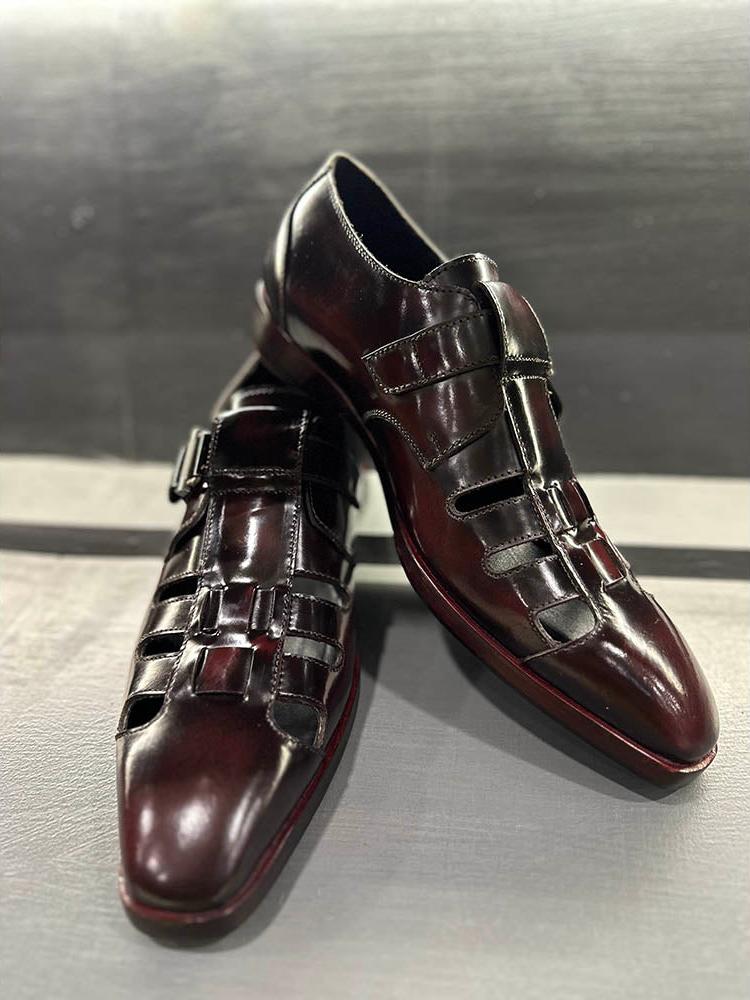 Burgundy Brushed Gladiator Sandals