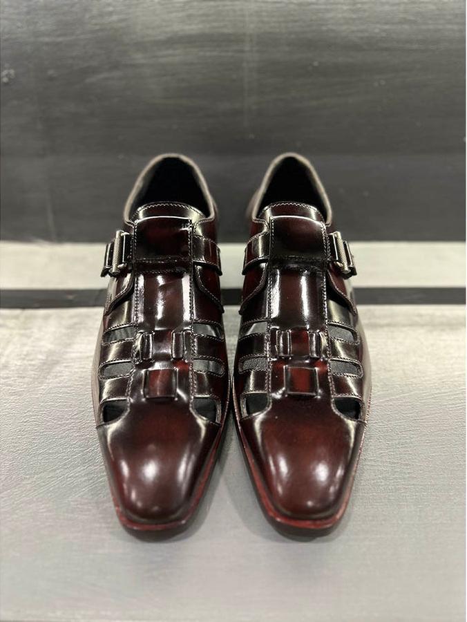 Burgundy Brushed Gladiator Sandals