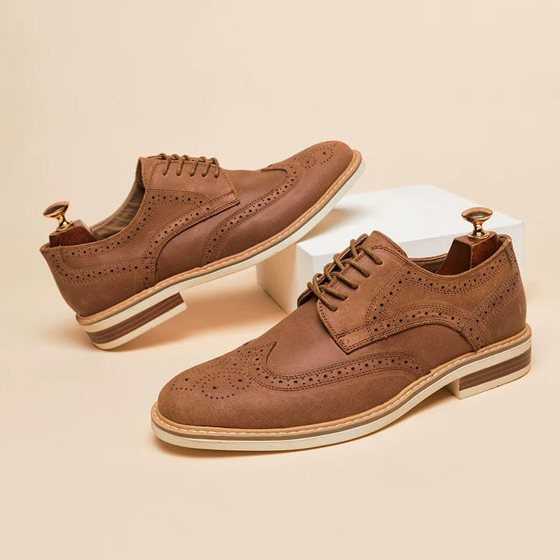 Vintage Suede Hand Carved Oxfords