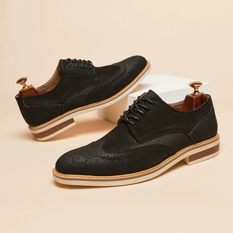 Vintage Suede Hand Carved Oxfords