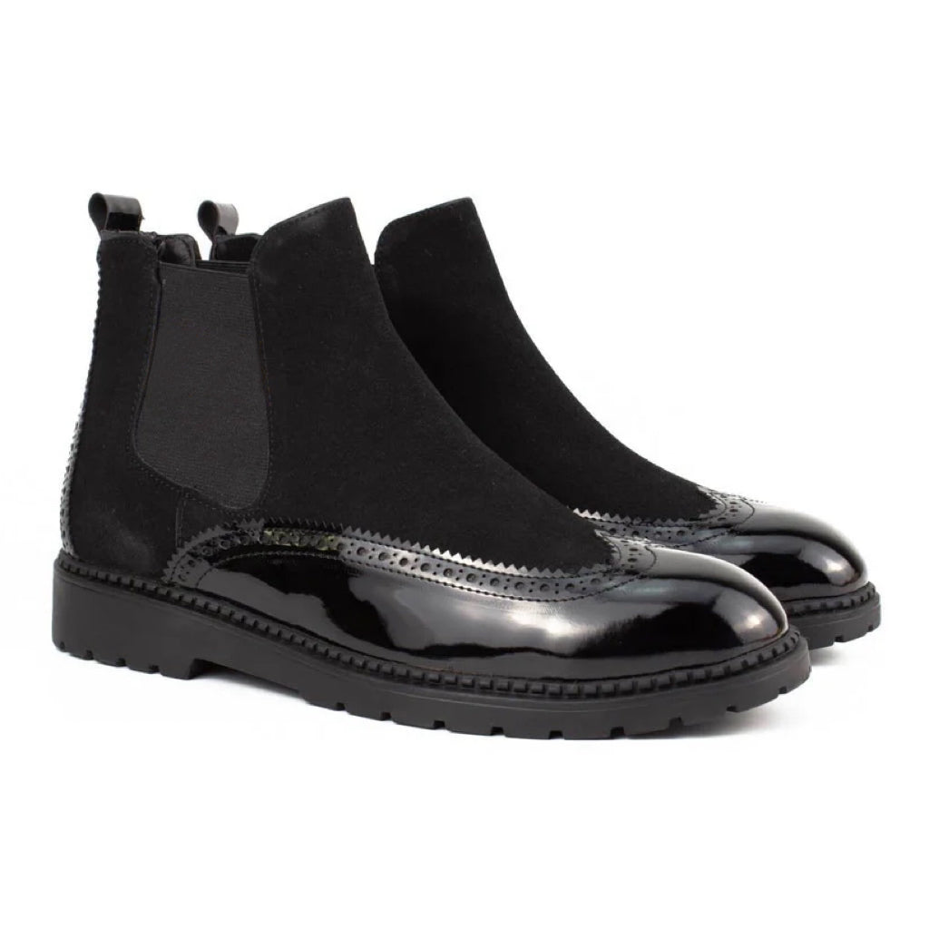 Black Men's Genuine Chelsea Leather Boots