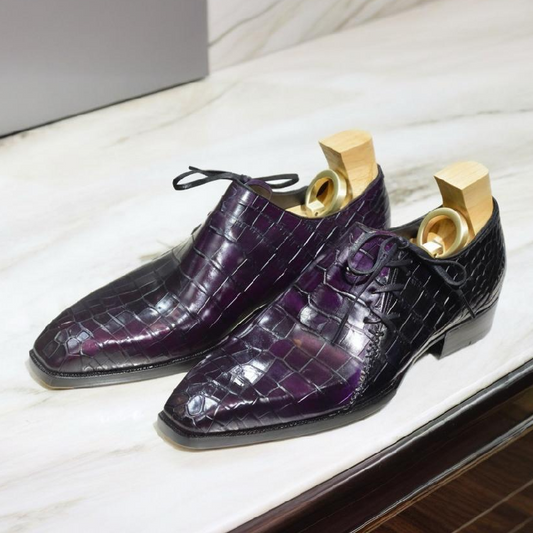 Formal Crocodile Side Lace Oxfords