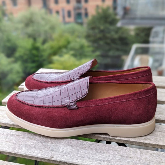 Colorblock Handmade Retro Red Loafers