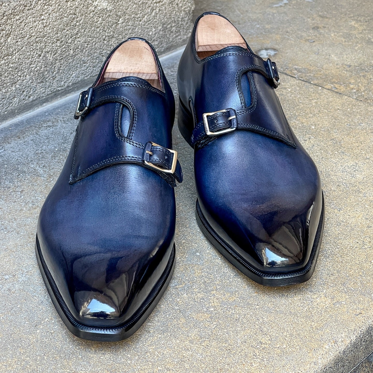 Buckle Leather Monk Shoes