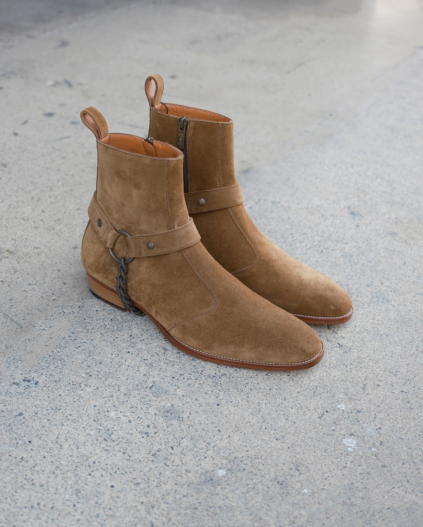 Handmade Khaki Suede Ankle Boots