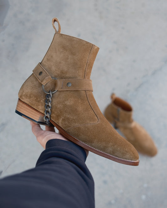 Handmade Khaki Suede Ankle Boots
