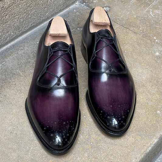 Purple Handmade Lace-Up Leather Shoes