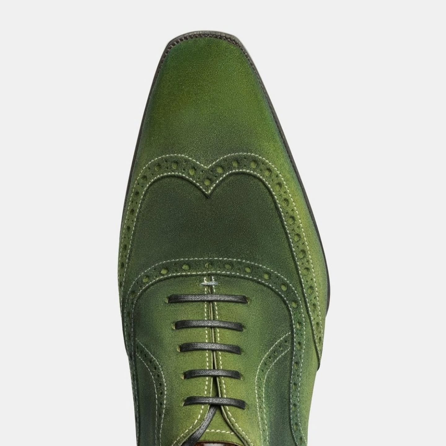 Gradient Green Suede Sculpted Oxfords