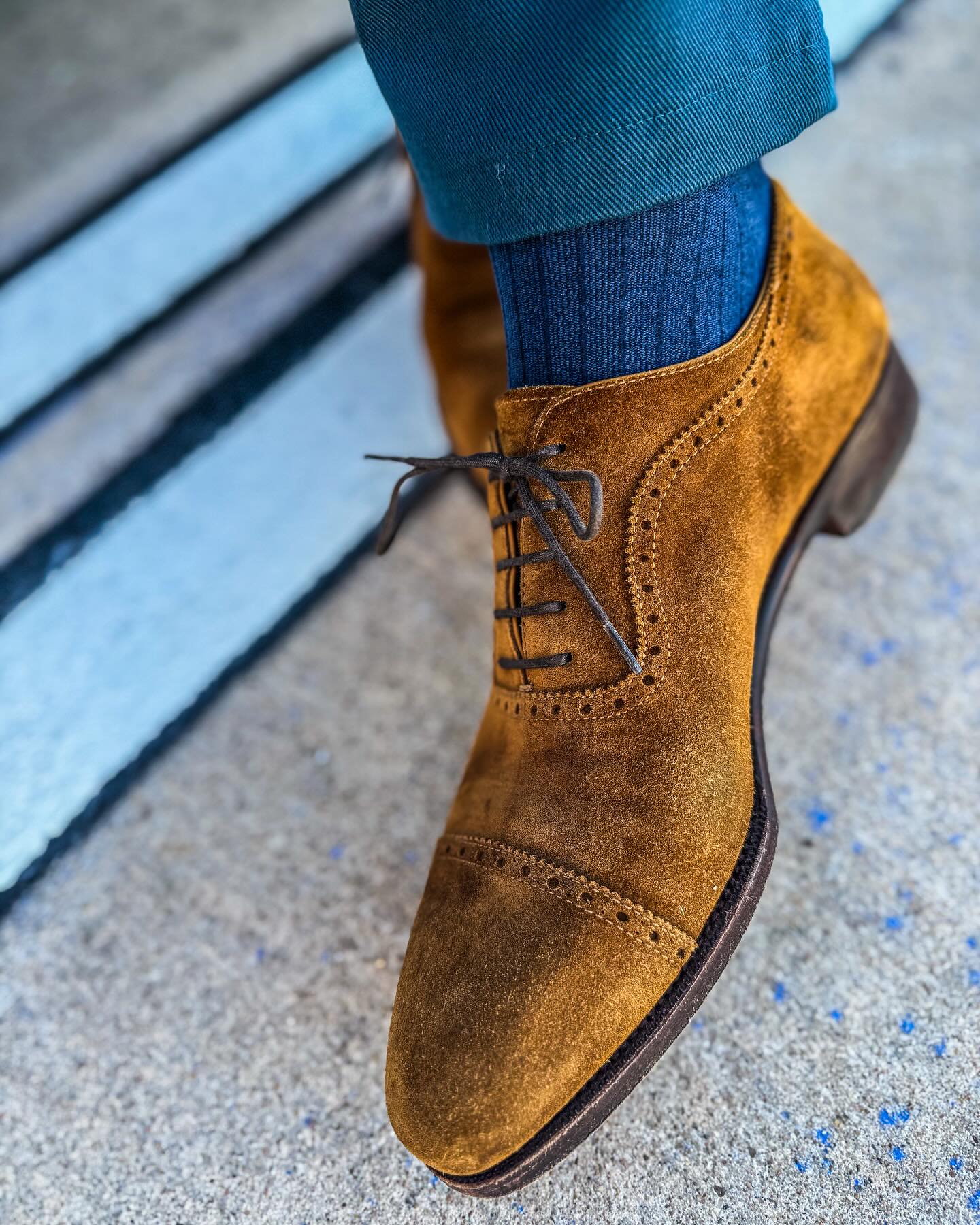 Vintage Suede Carved Oxfords