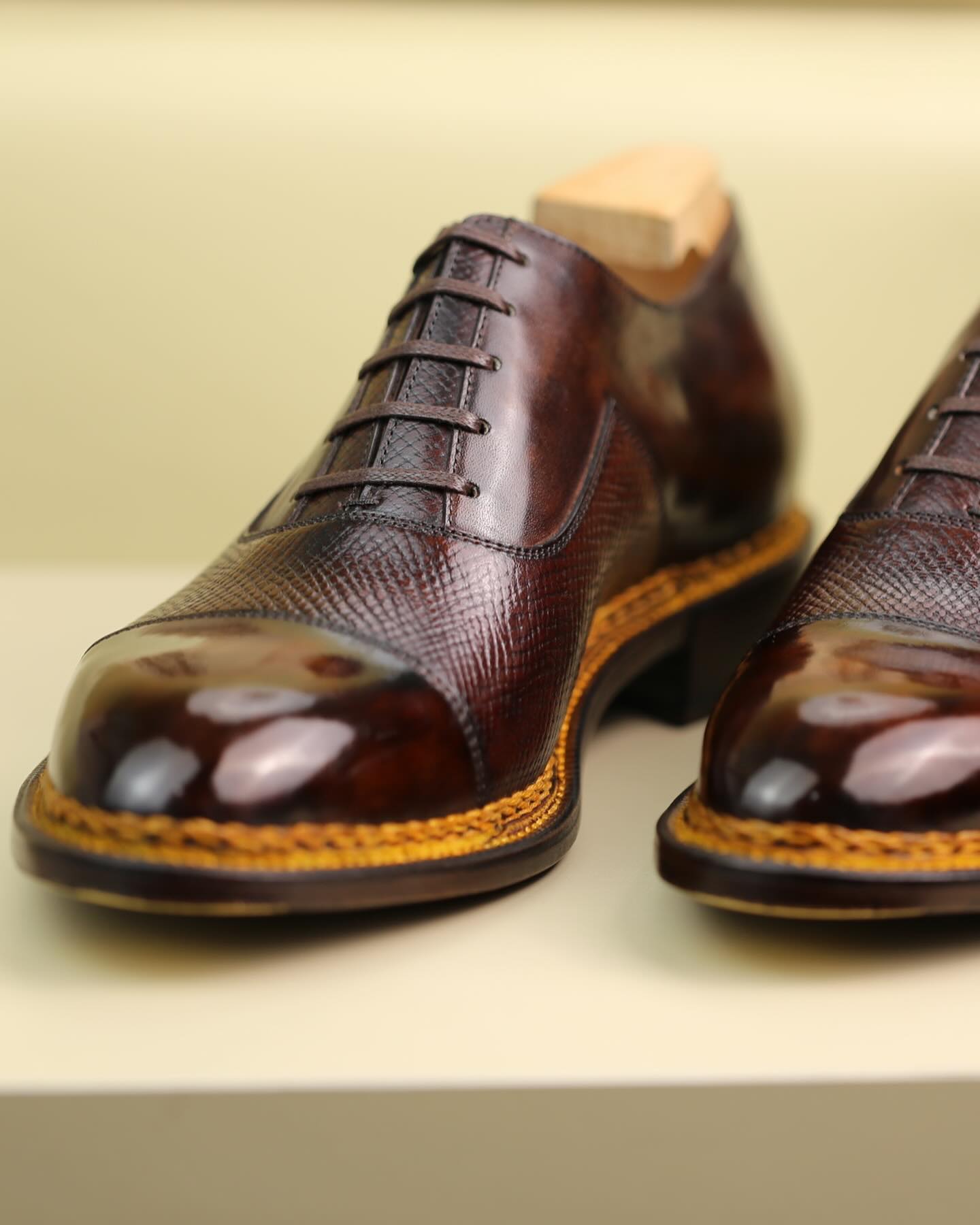 Handmade Three-joint Lace-up Denim Shoes