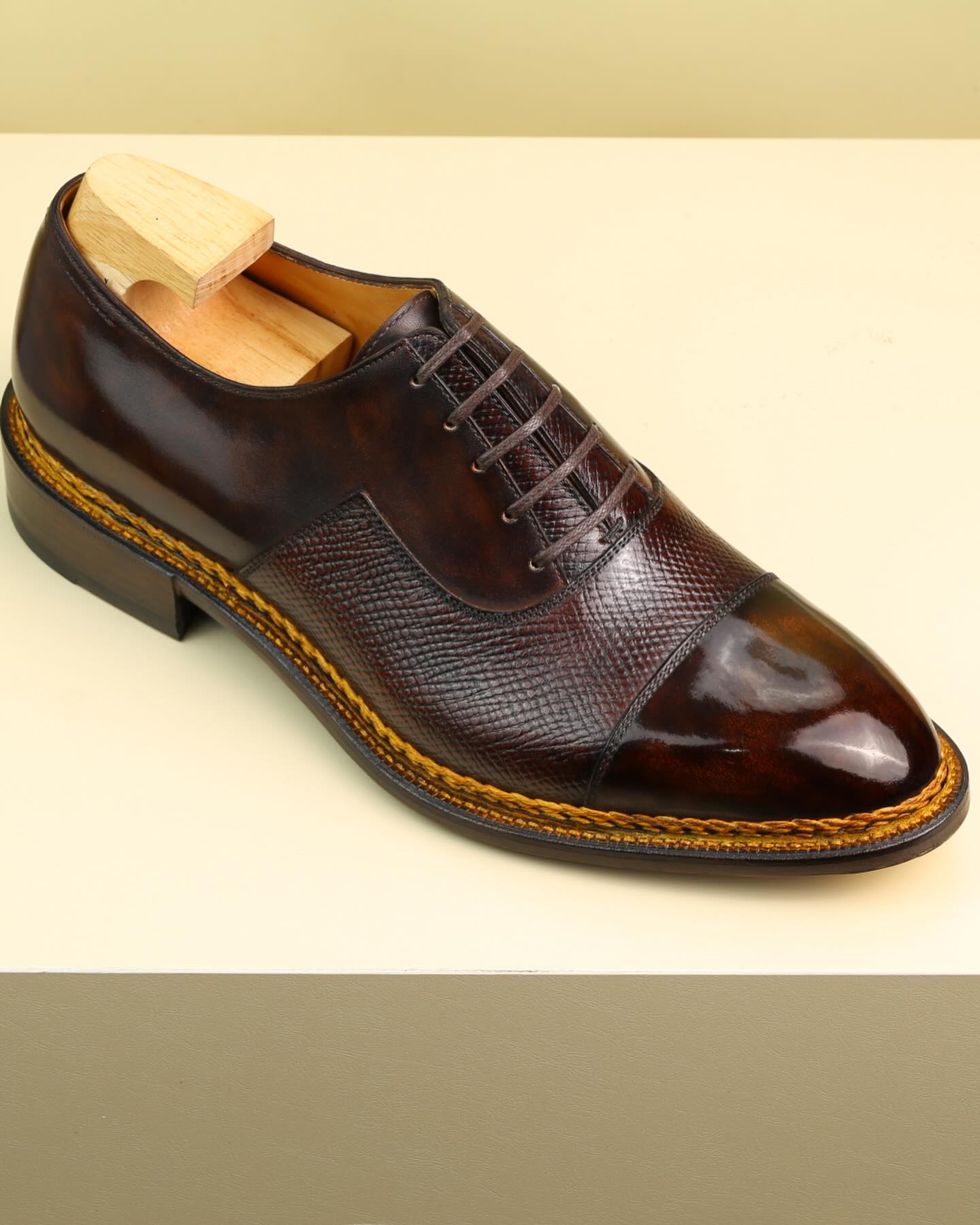 Handmade Three-joint Lace-up Denim Shoes