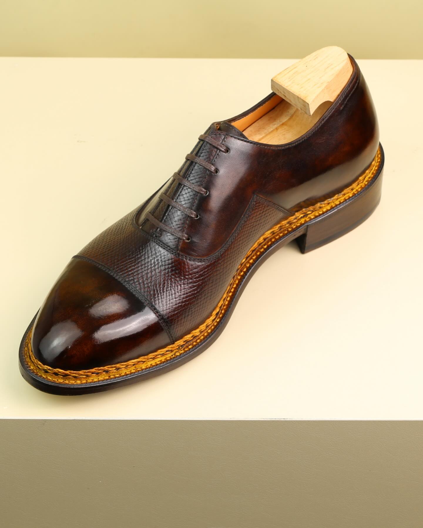 Handmade Three-joint Lace-up Denim Shoes