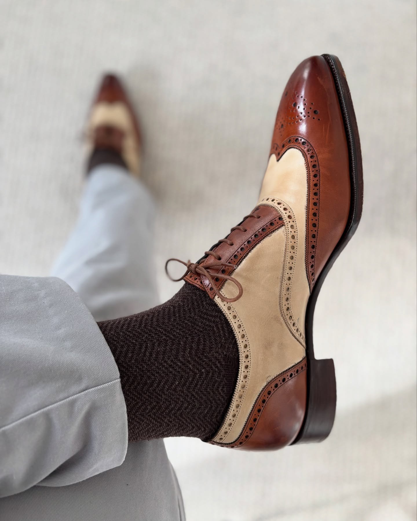 Men's Color Block Leather Design Brogues