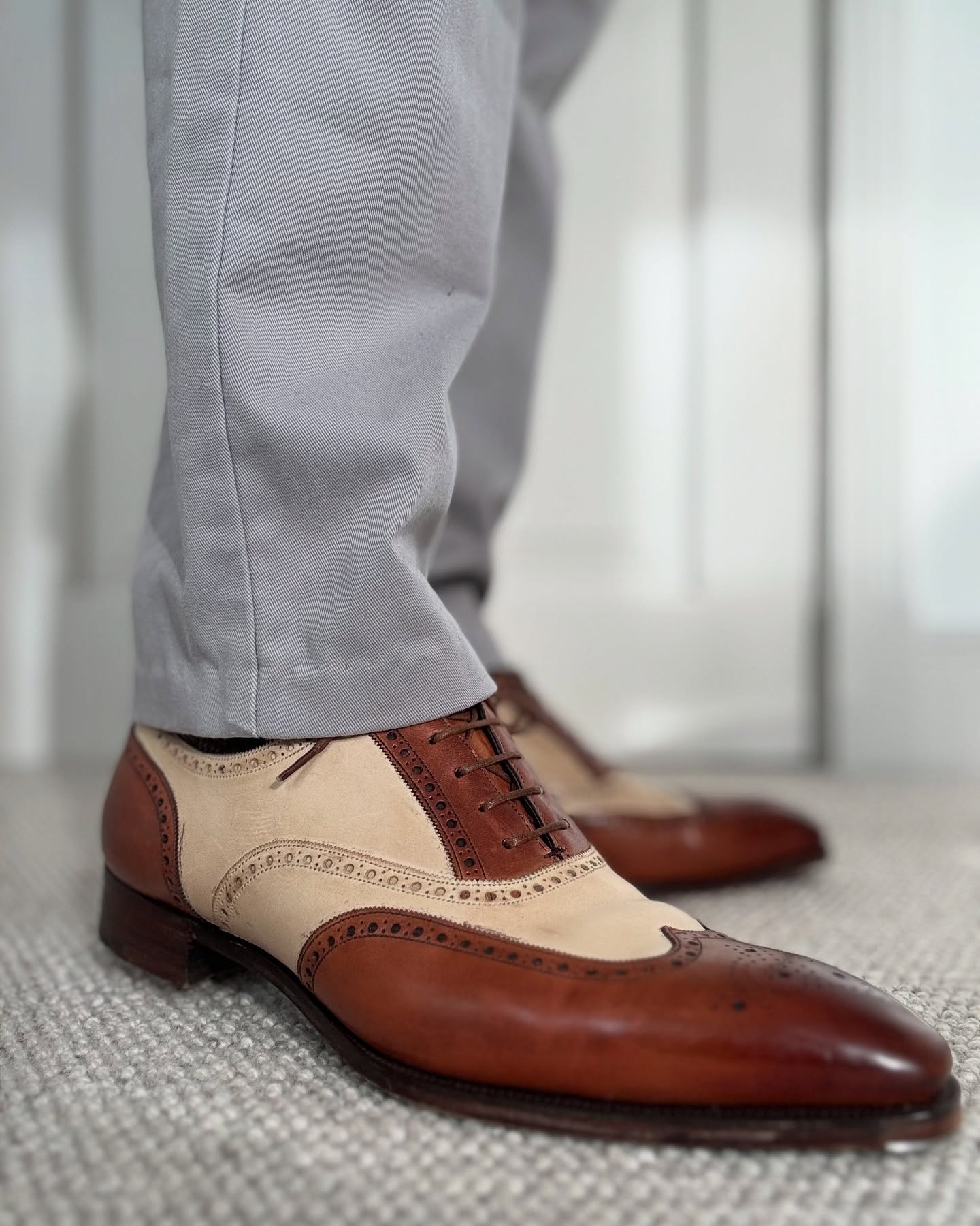 Men's Color Block Leather Design Brogues