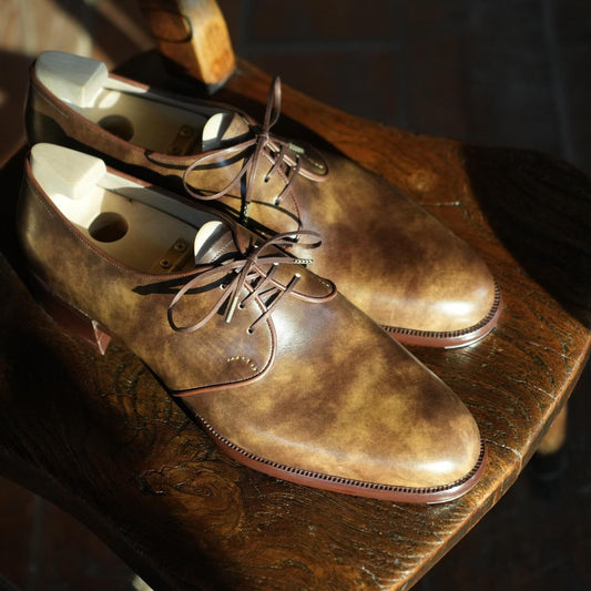 Handmade Round Toe Brogue Leather Shoes