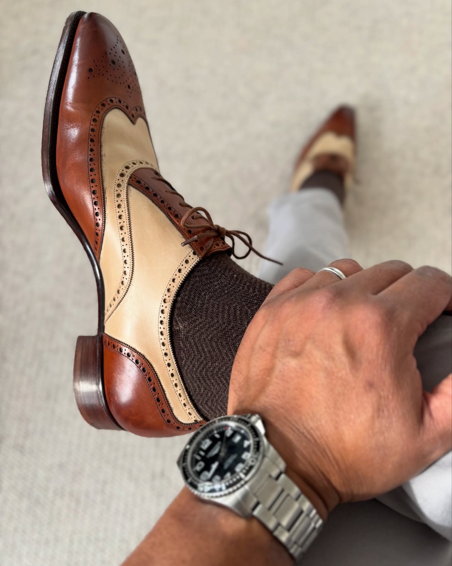 Men's Color Block Leather Design Brogues