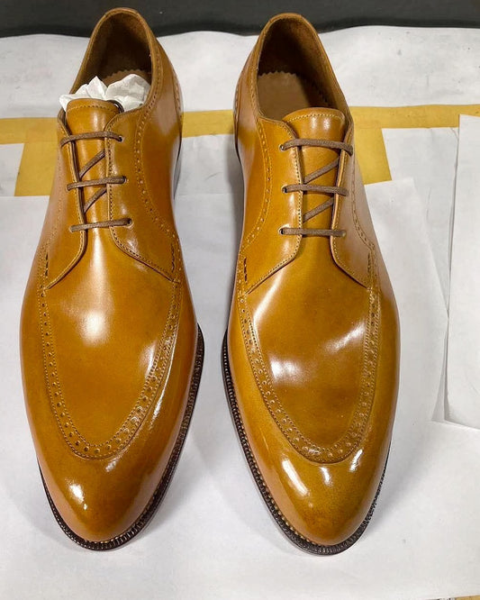 Handmade Glossy Lace-up Formal Leather Shoes