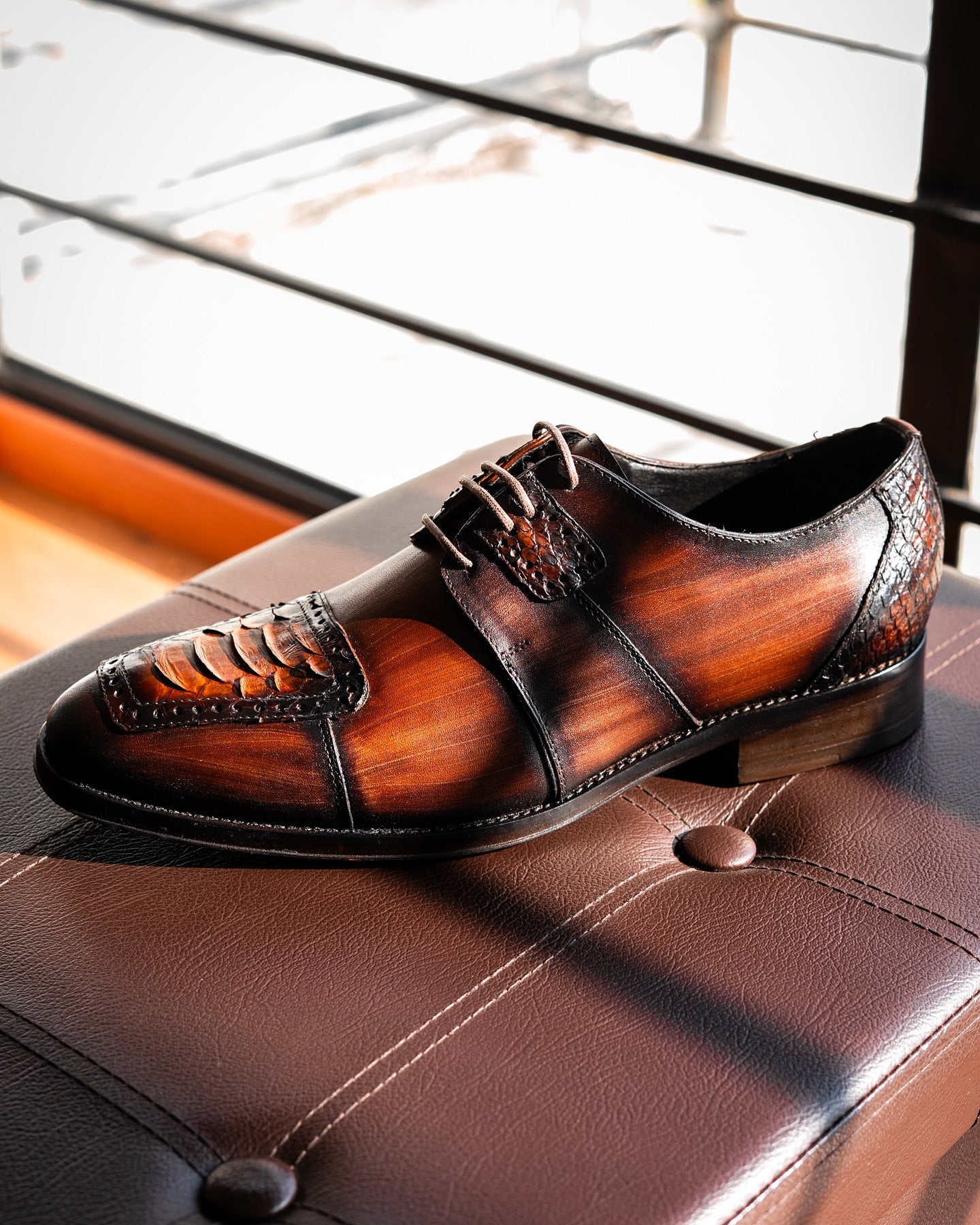 Men's Crocodile-print Oxford Shoes