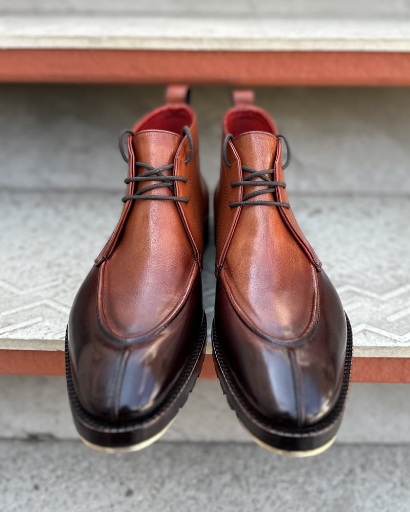 Vintage Gradient Brown Men's Ankle Boots