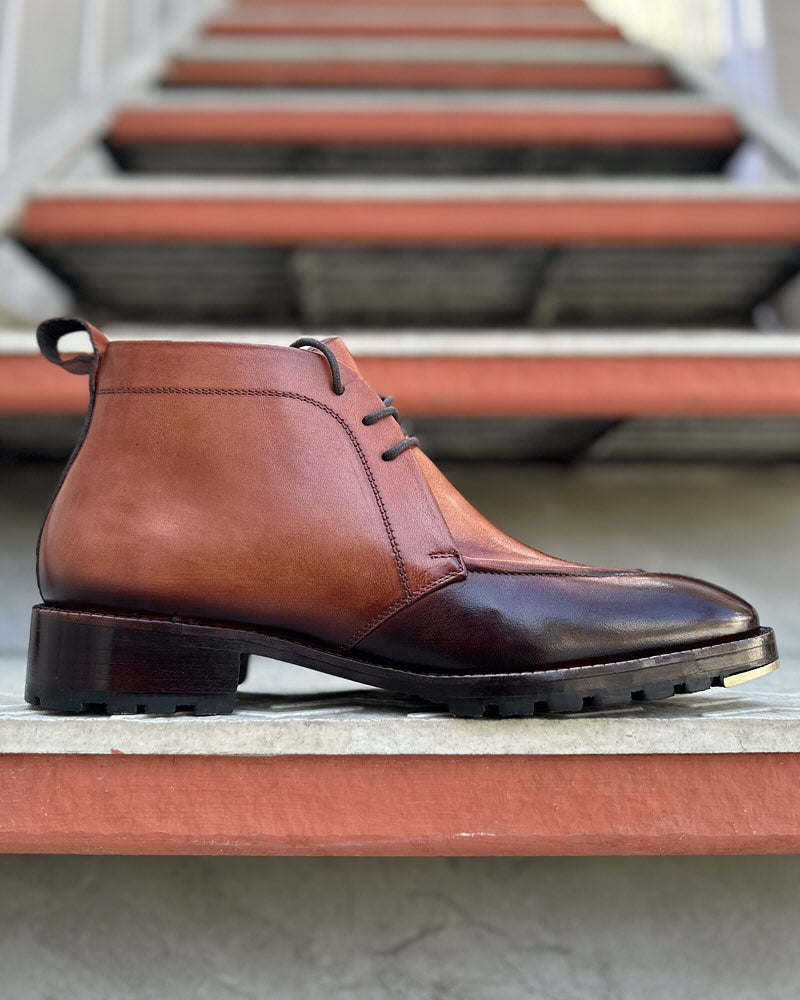 Vintage Gradient Brown Men's Ankle Boots