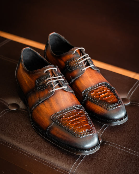 Men's Crocodile-print Oxford Shoes