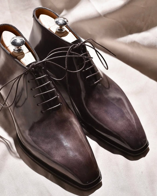 One-Piece Solid Leather Oxford Shoes