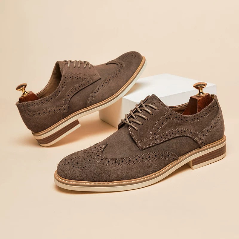 Vintage Suede Hand Carved Oxfords