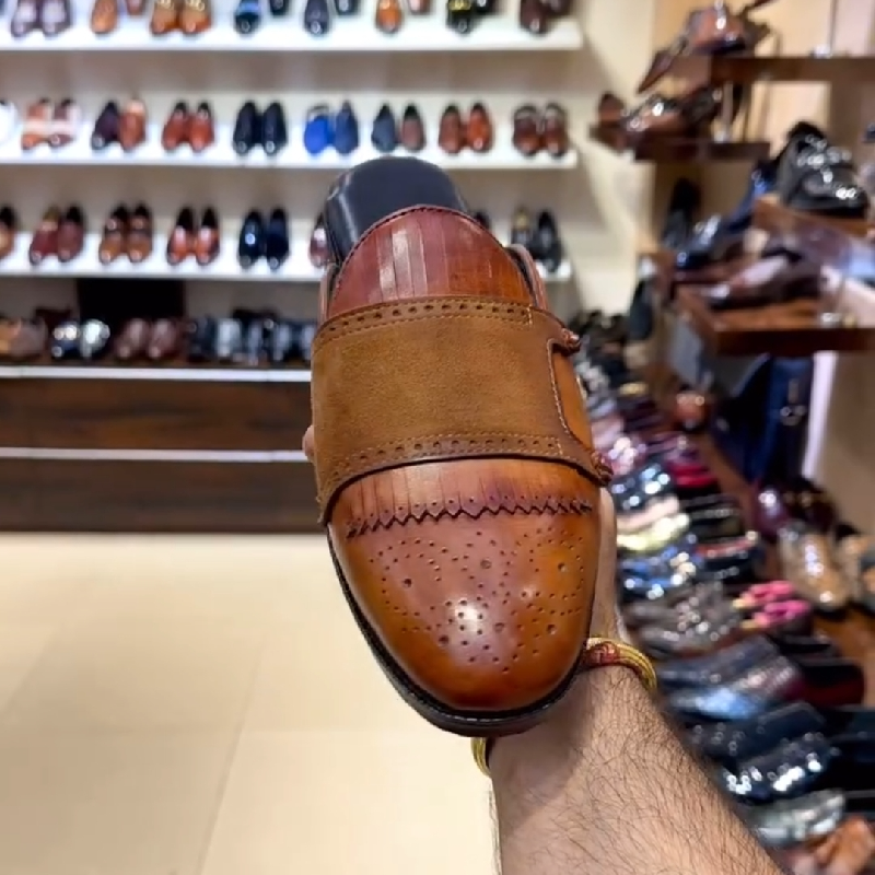 Men's Fashion Leather Monk Half Slippers