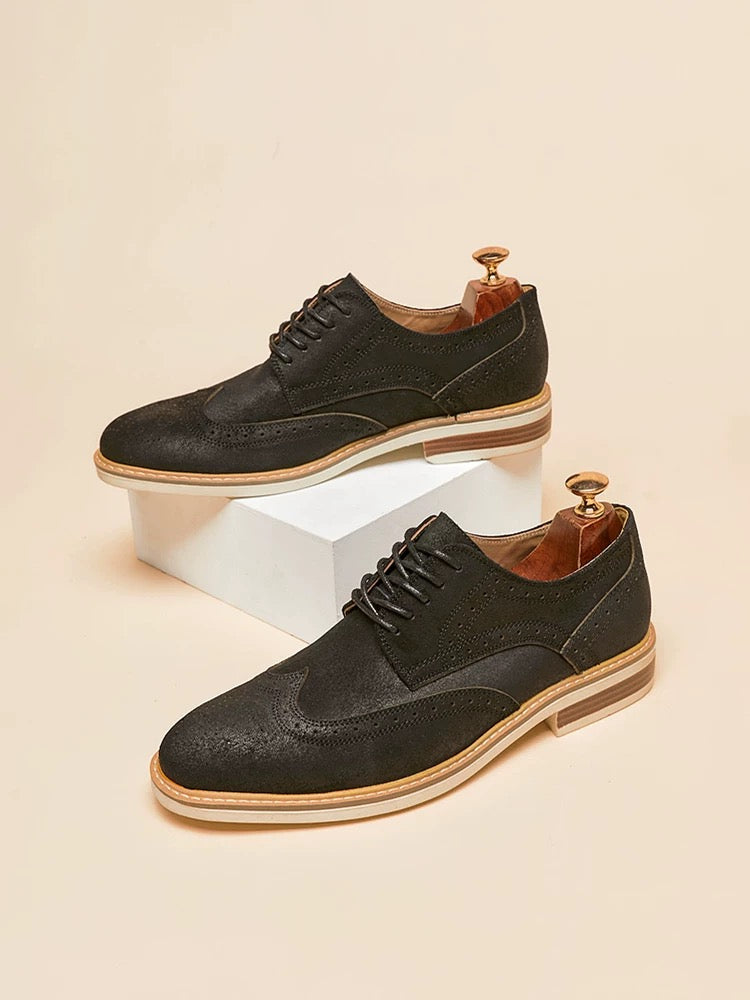 Vintage Suede Hand Carved Oxfords