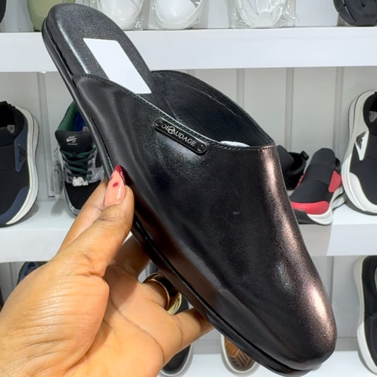 Handmade Calfskin Glossy Half Slippers