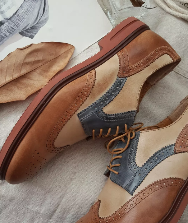 Vintage Patchwork Leather Sculpted Baroque