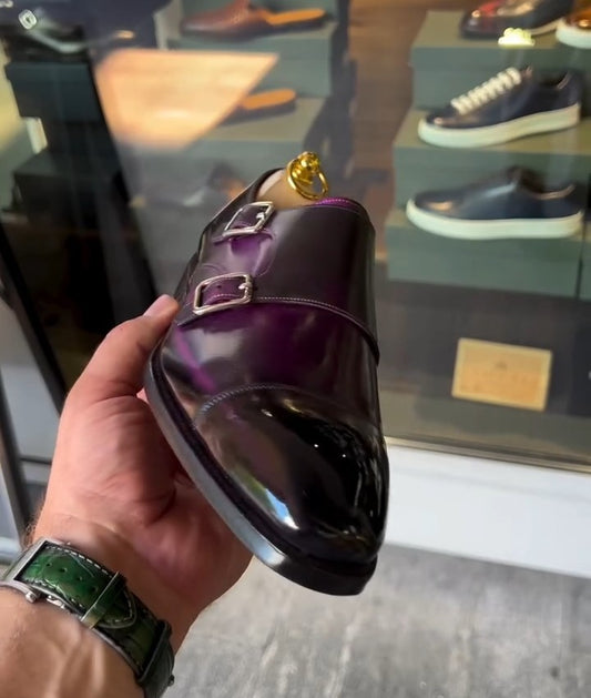 Handmade Double Buckle Monk Shoes