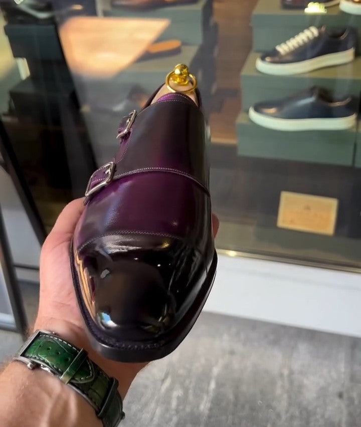 Handmade Double Buckle Monk Shoes